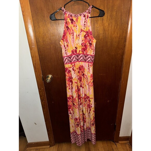 Wisp Womens Floral Pink And Yellow Maxi Dress Size 8 - Picture 6 of 8